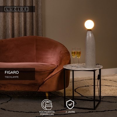 Lucide FIGARO - Tischlampe - Ø 12 cm - 1xG9 - Grau